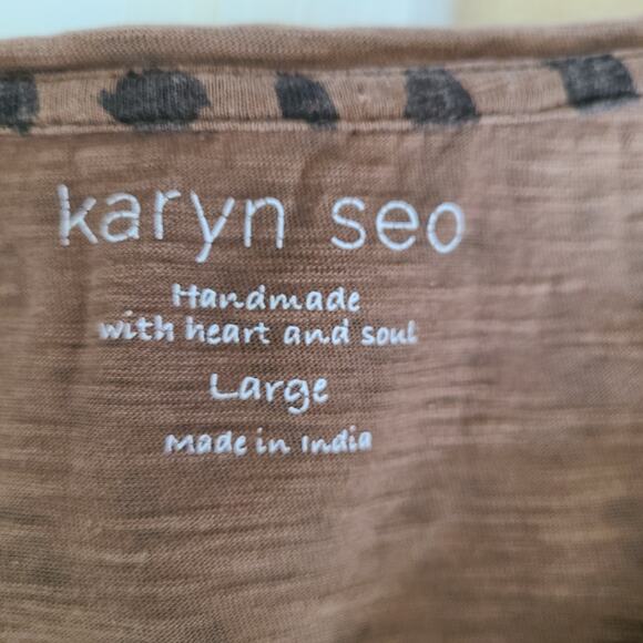 Karyn Seo Embroidered Floral Relaxed Shirt Sz Large Animal Print Tunic Cotton - Picture 10 of 12